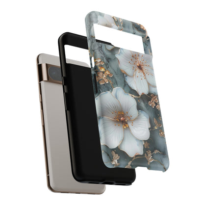 White Flower on Marble Stone  Phone Case