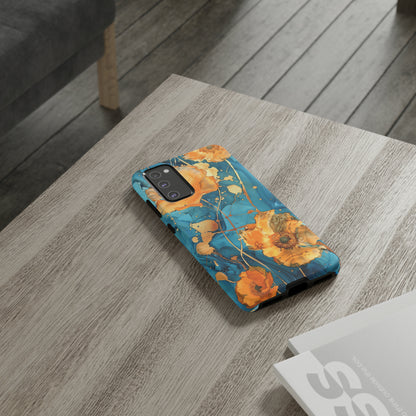 Gold Poppies Color Splash Floral Design Phone Case