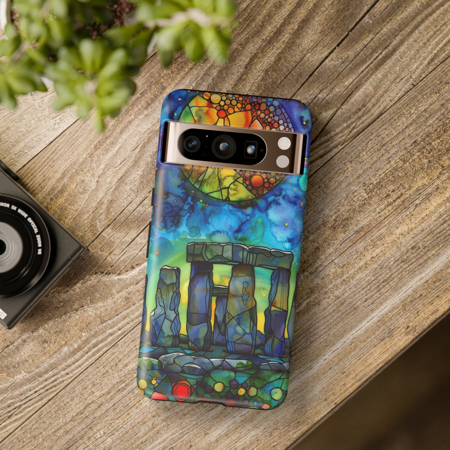 Stonehenge Neolithic Full Moon Stained Glass Watercolor Phone Cover