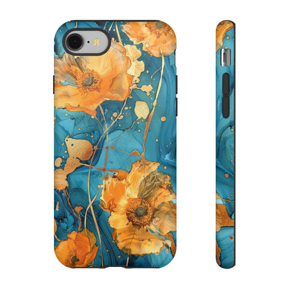 Gold Poppies Color Splash Floral Design Phone Case