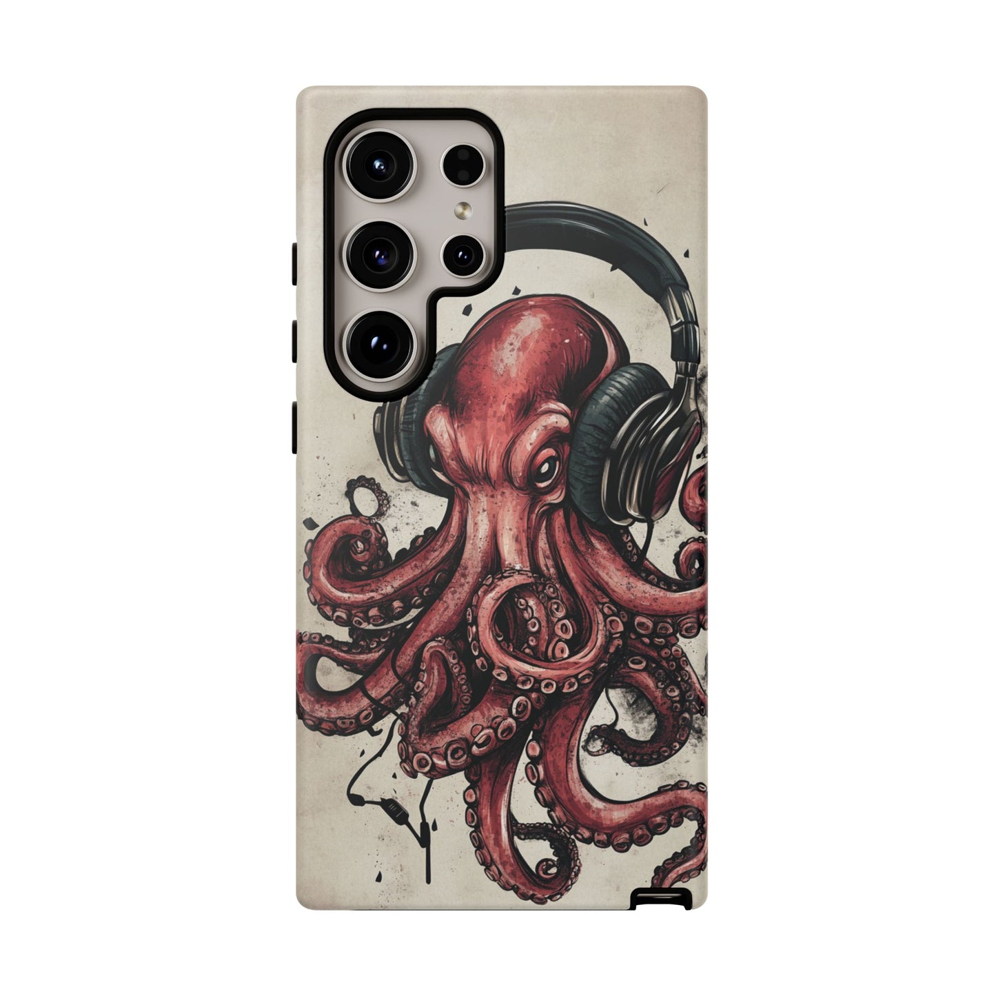 Retro Style Japanese Octopus Listening to Headphones Phone Cover