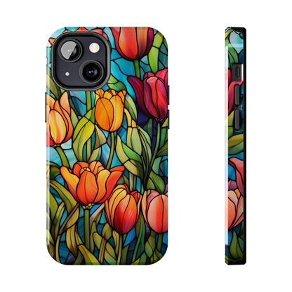 Stained Glass Tulip Floral Aesthetic iPhone Case | Embrace the Beauty of Nature in Full Bloom