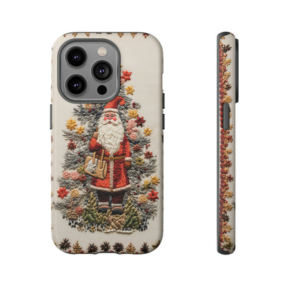 Vintage Embroidery Christmas Santa Phone Case