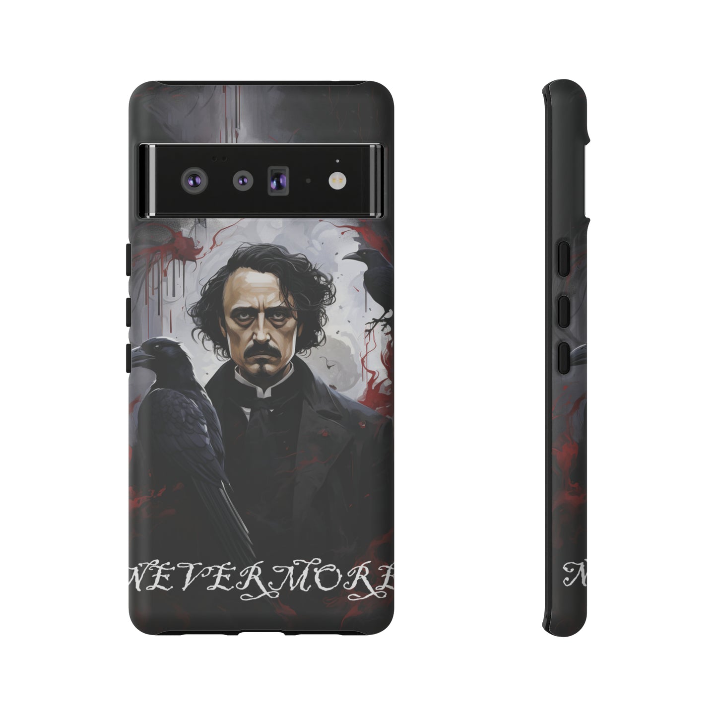 Nevermore Edgar Allen Poe, gothic Raven, Retro Samsung Galaxy Phone iPhone 15, 14 Plus 13 12 7 8 Se Horror Dark Academia Style goth Vibe