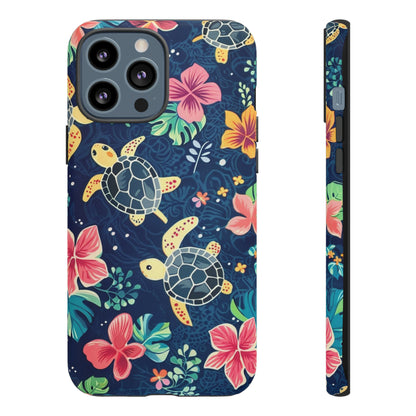 Undersea Floral Blue Sea Turtle Phone Case