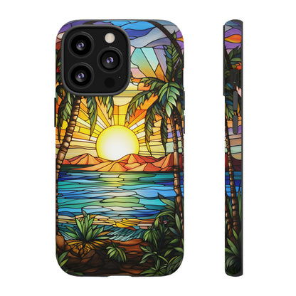 Tropical Stained Glass Sunset Beach