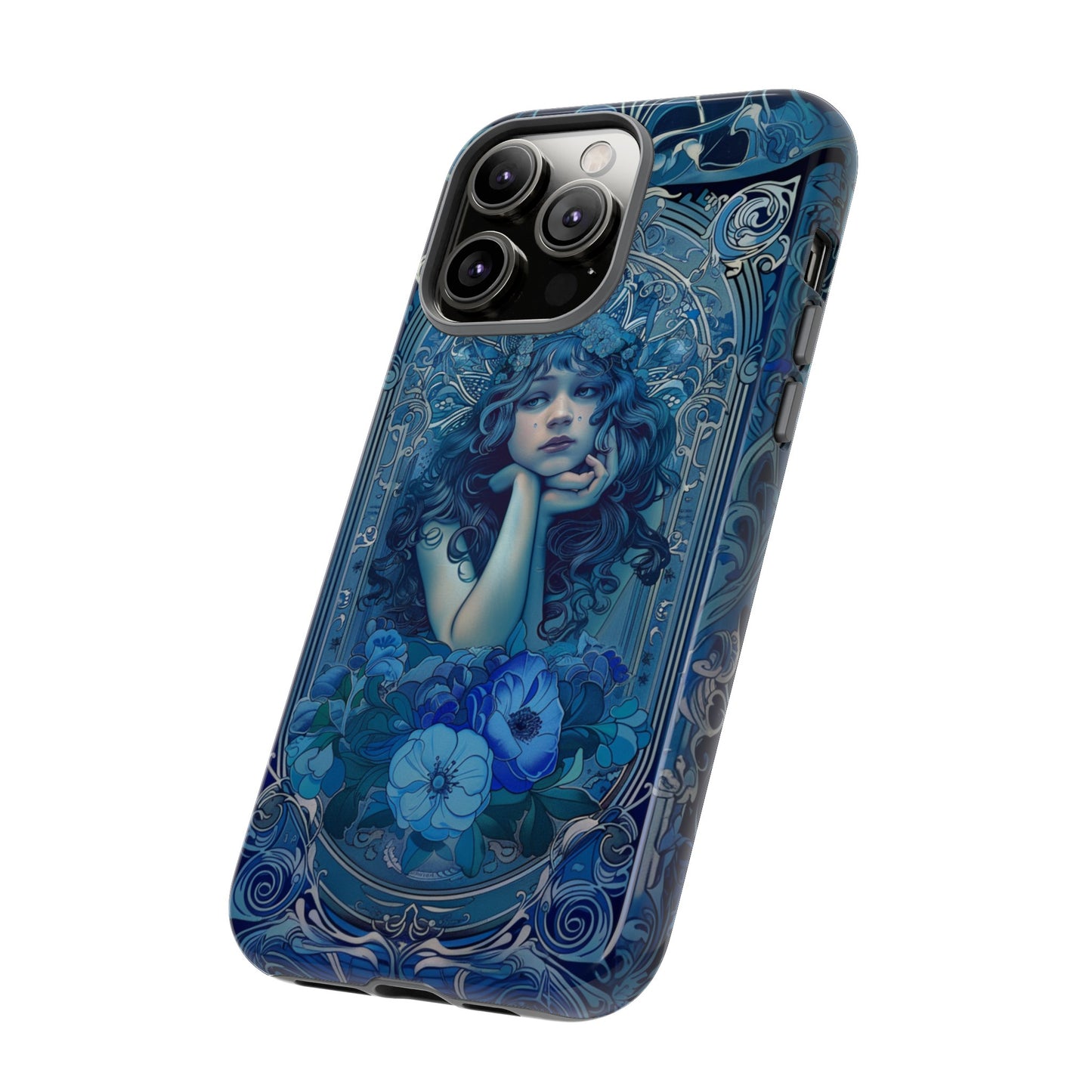 Blue Floral Art Nouveau Style Phone Case