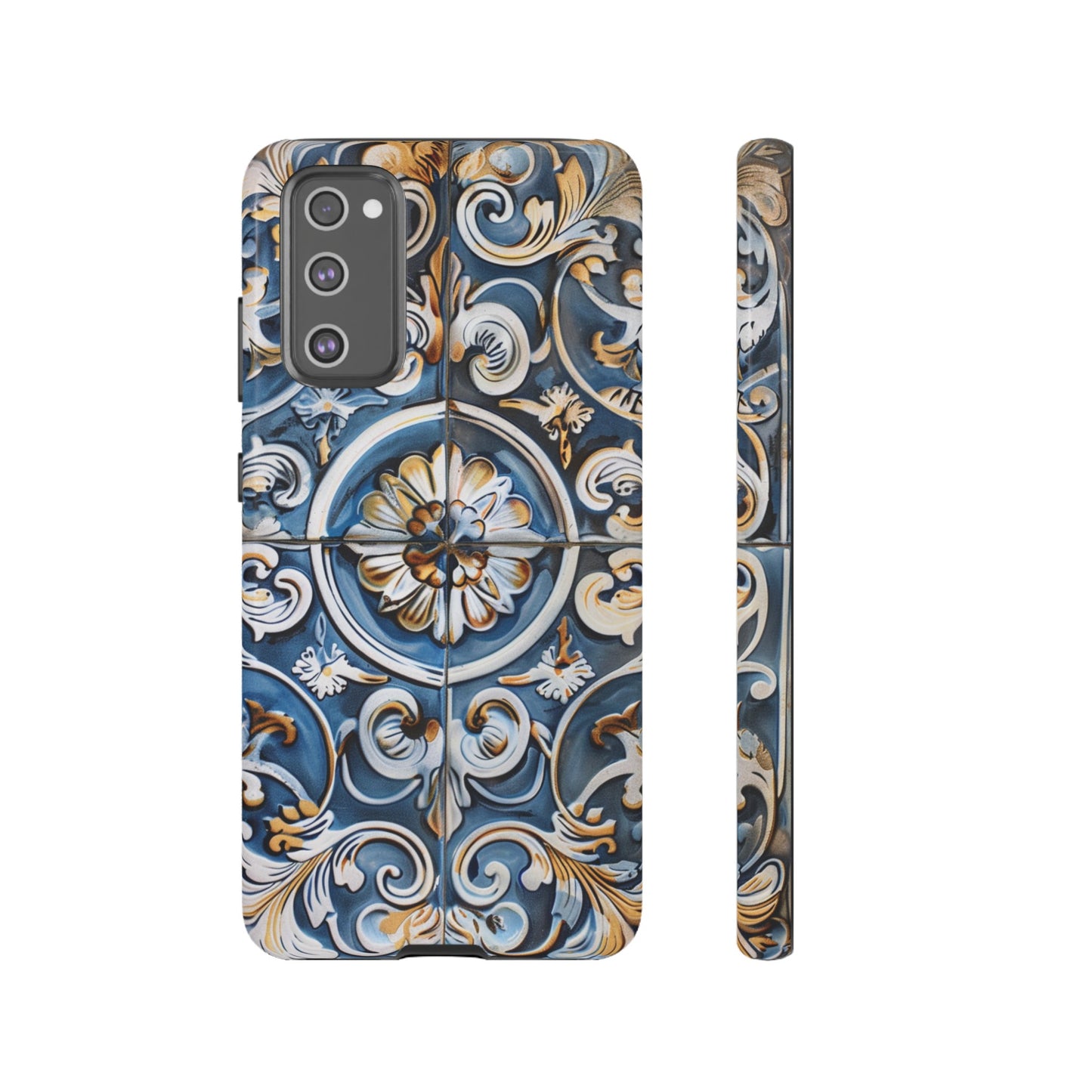 Azulejo Porcelain Blue & Creamy White Tile Mediterranean Design Phone Case