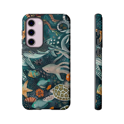 Undersea World Shark, Turtle, Manta Ray Phone Case