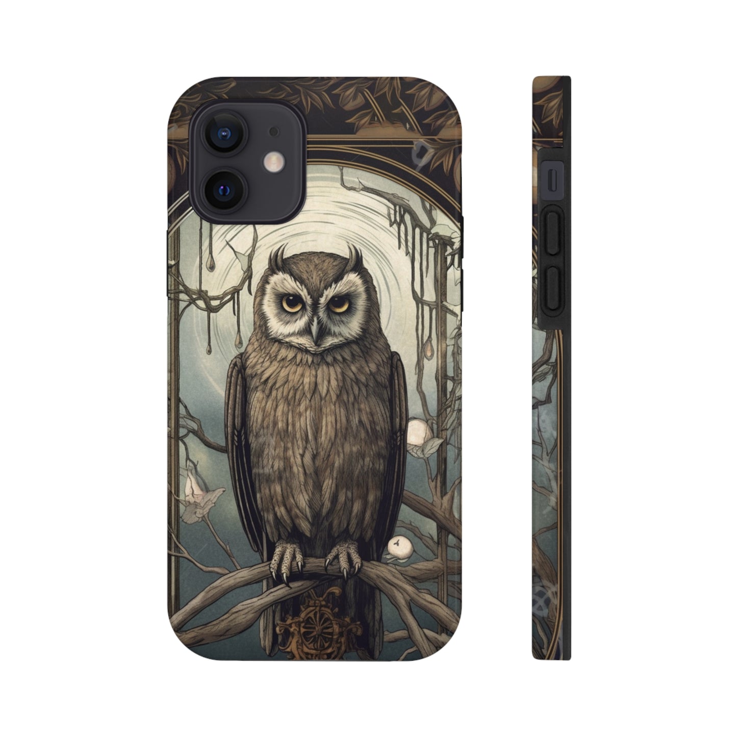 The Hermit Owl Tarot iPhone Tough Case | Embrace the Dark Academia Aesthetic and Retro Gothic Vibes with Captivating Tarot Design