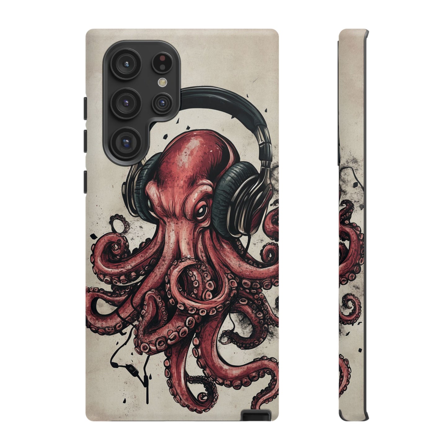 Retro Style Japanese Octopus Listening to Headphones Phone Cover