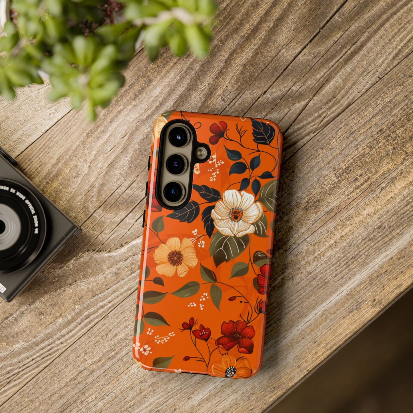 Orange Floral Phone Tough Case