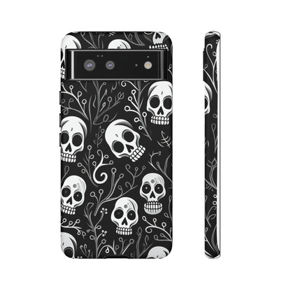 Join the Goth Side: Black Skull Floral Print | Mystical Elegance Case for iPhone, Samsung Galaxy, and Google Pixel