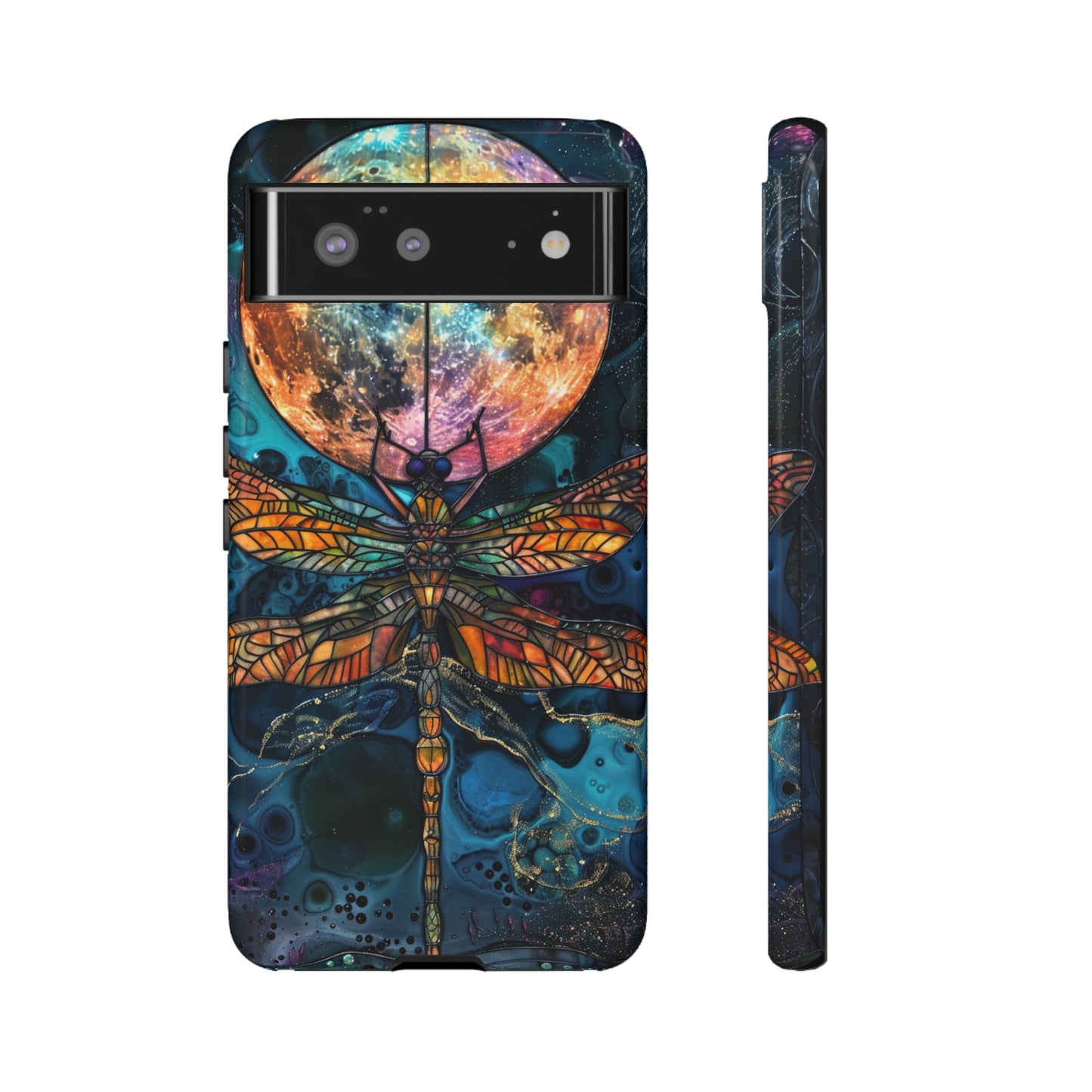 Full Moon Stained Glass Dragonfly Phone Cover