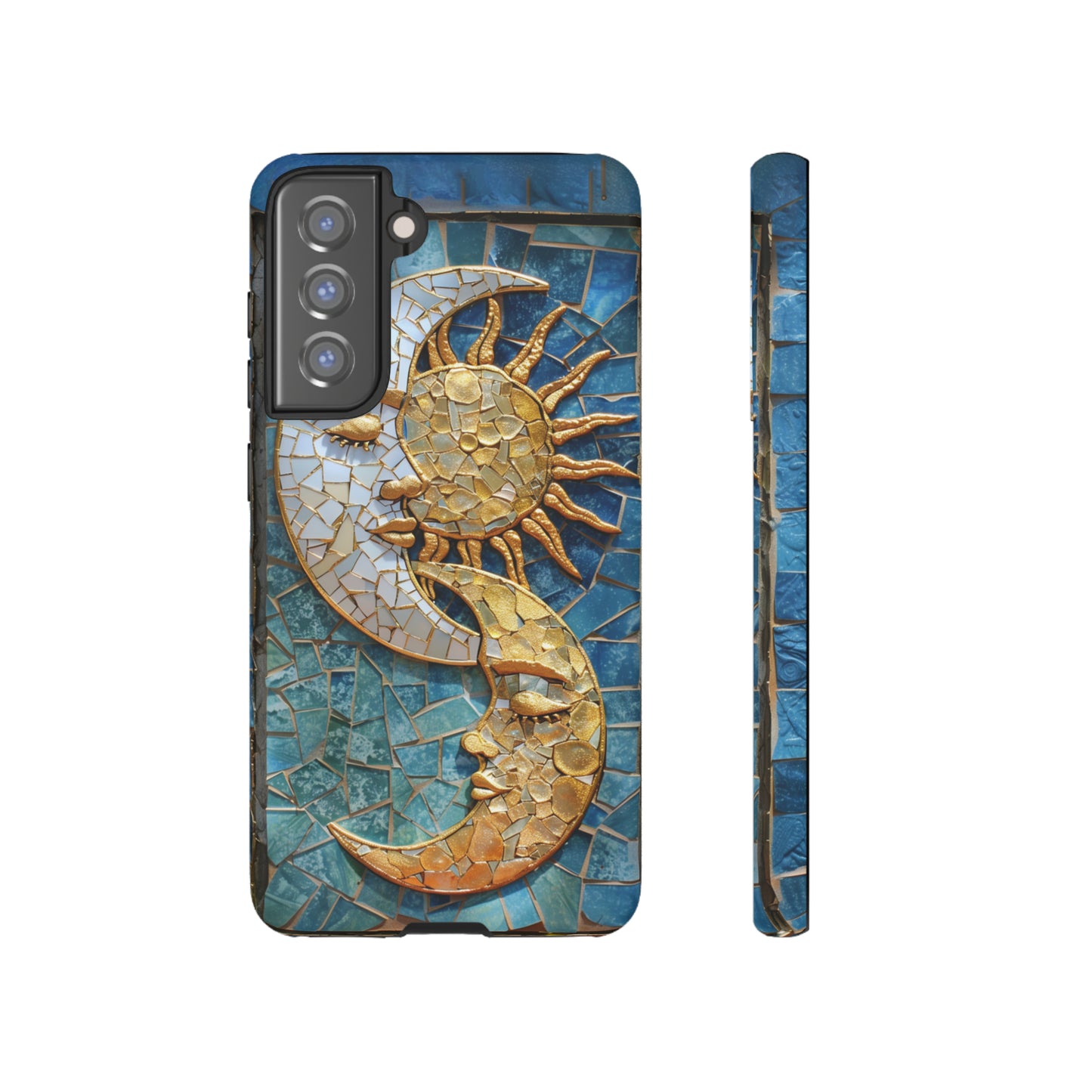 Boho Sun and Moon Mosaic Tile Stained Glass Phone Case