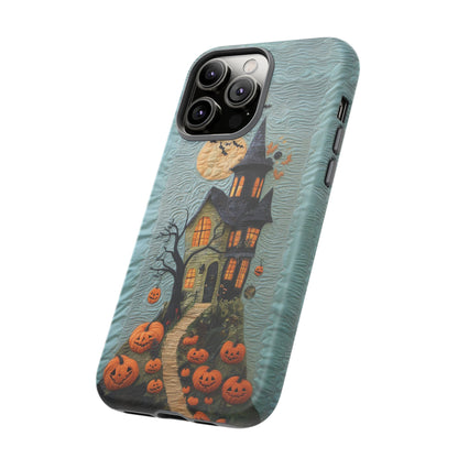 Halloween Haunted House Vintage Embroidery Style Phone Cover