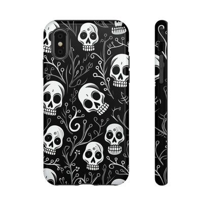 Join the Goth Side: Black Skull Floral Print | Mystical Elegance Case for iPhone, Samsung Galaxy, and Google Pixel