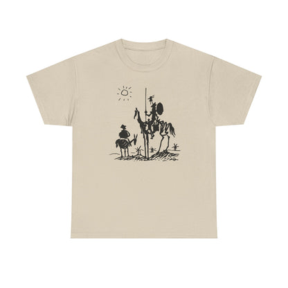 Book lover t-shirt with Don Quixote illustration and vintage literary theme
