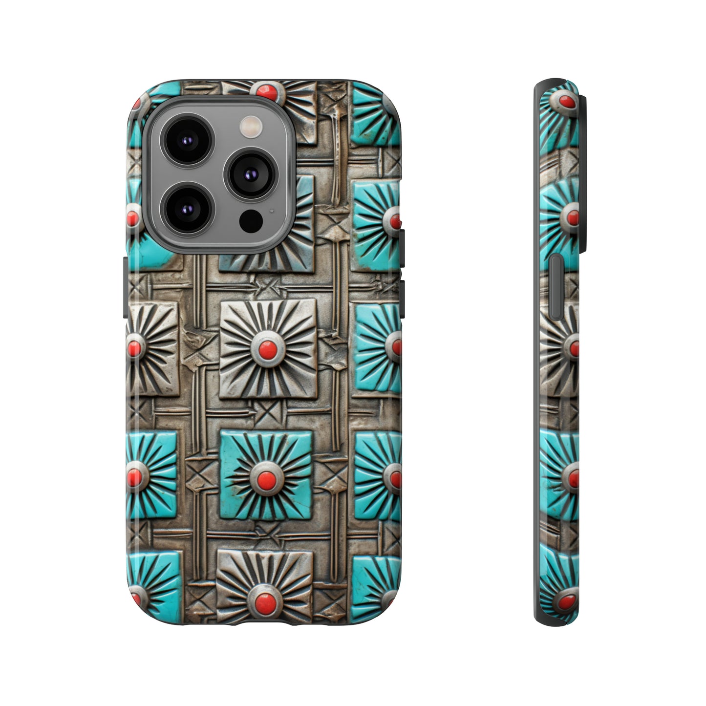 Vintage Navajo Native American Turquoise Concho Phone Case for iPhone 15, 14, 13, 12, 11 Pro Max, 14 Plus, iPhone XS Max, iPhone XR, iPhone 7, 8, 14, 15 Plus, SE