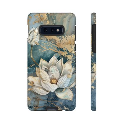 Zen Stained Glass Marble Lotus Floral Design Phone Case