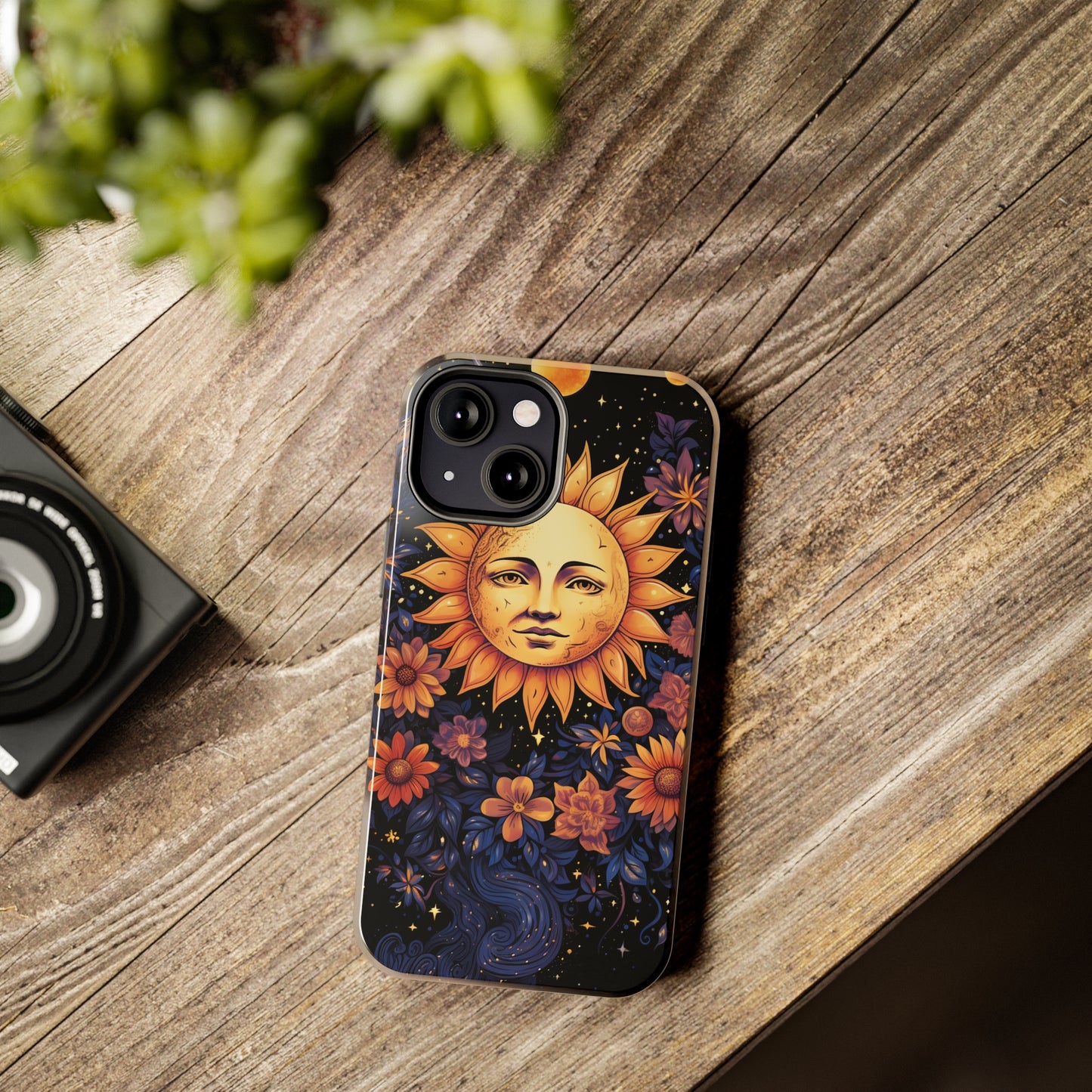 Cosmic Blooms: Floral Sun, Moon & Stars iPhone Case - Where Celestial Meets Botanical