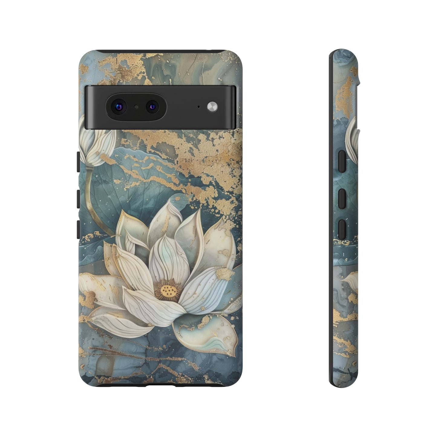 Zen Stained Glass Marble Lotus Floral Design Phone Case