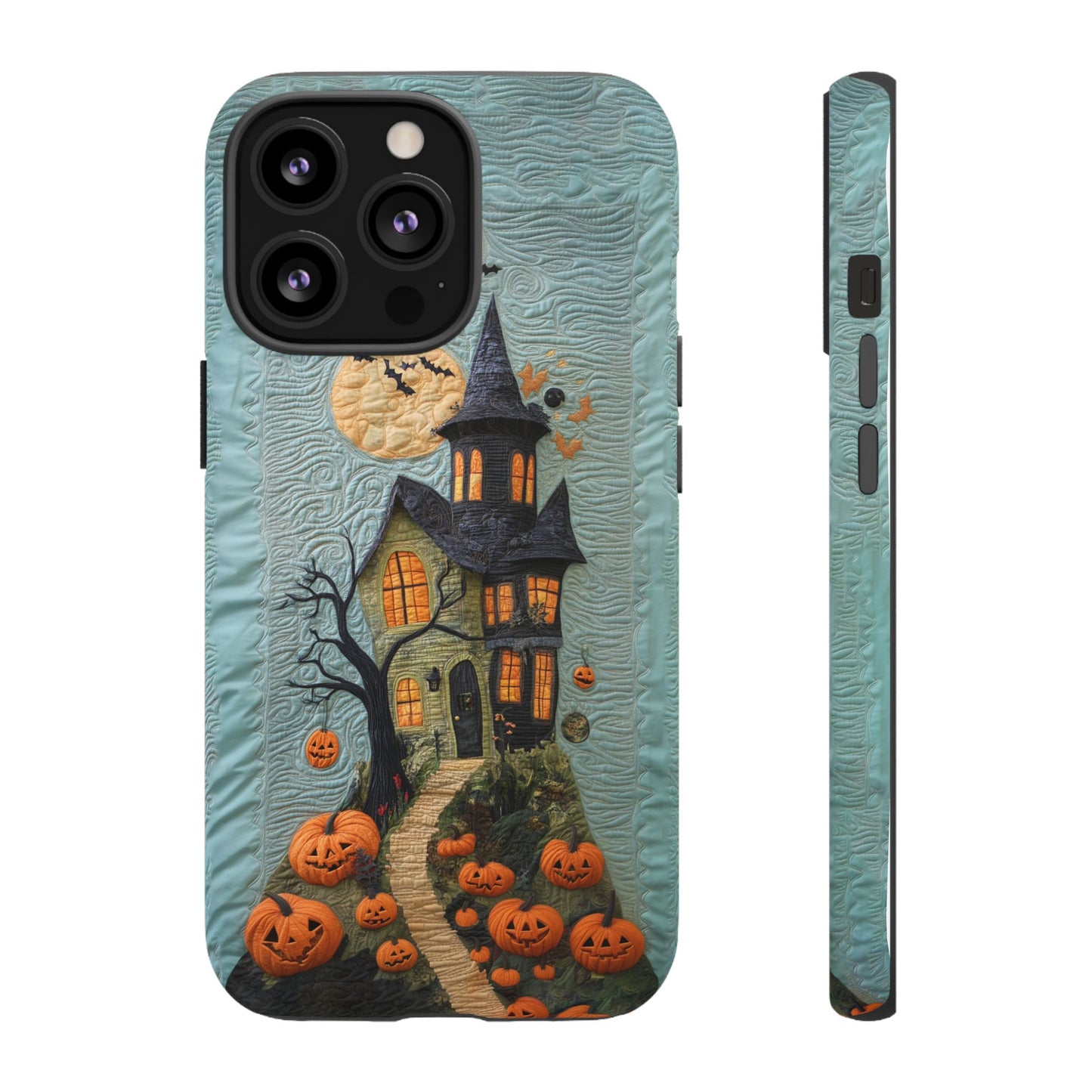 Halloween Haunted House Vintage Embroidery Style Phone Cover