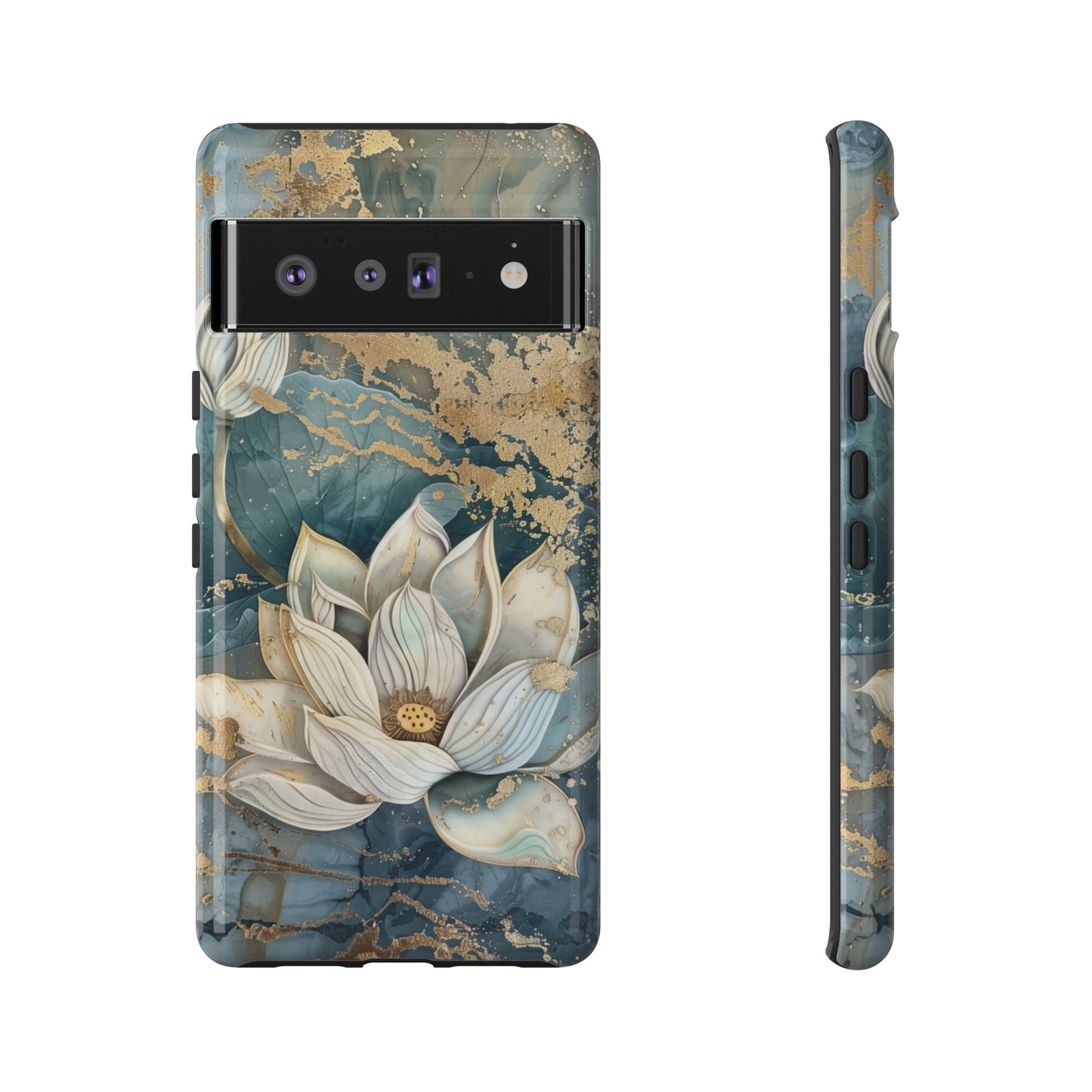 Zen Stained Glass Marble Lotus Floral Design Phone Case