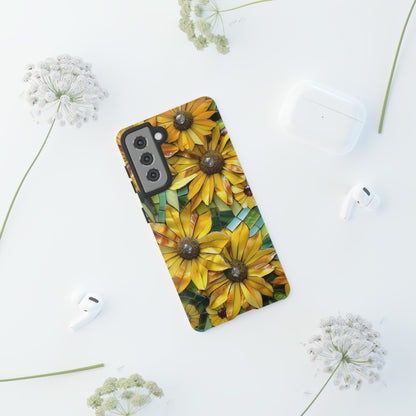 Yellow and Gold Daisy Mosaic Stained Glass Phone Case for iPhone 15, 14, Pro Max, 13, 12 & Samsung Galaxy S23, S22, S21, Google Pixel