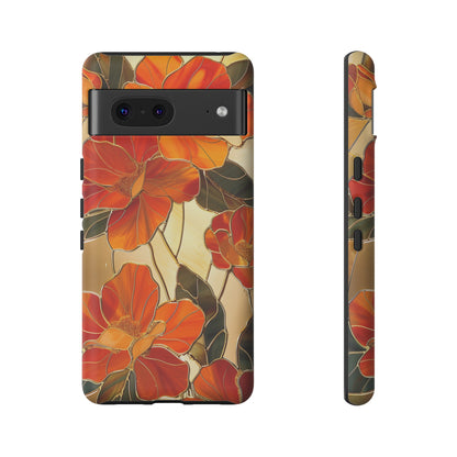 Orange Floral Phone Case Stained Glass Flower Aesthetic