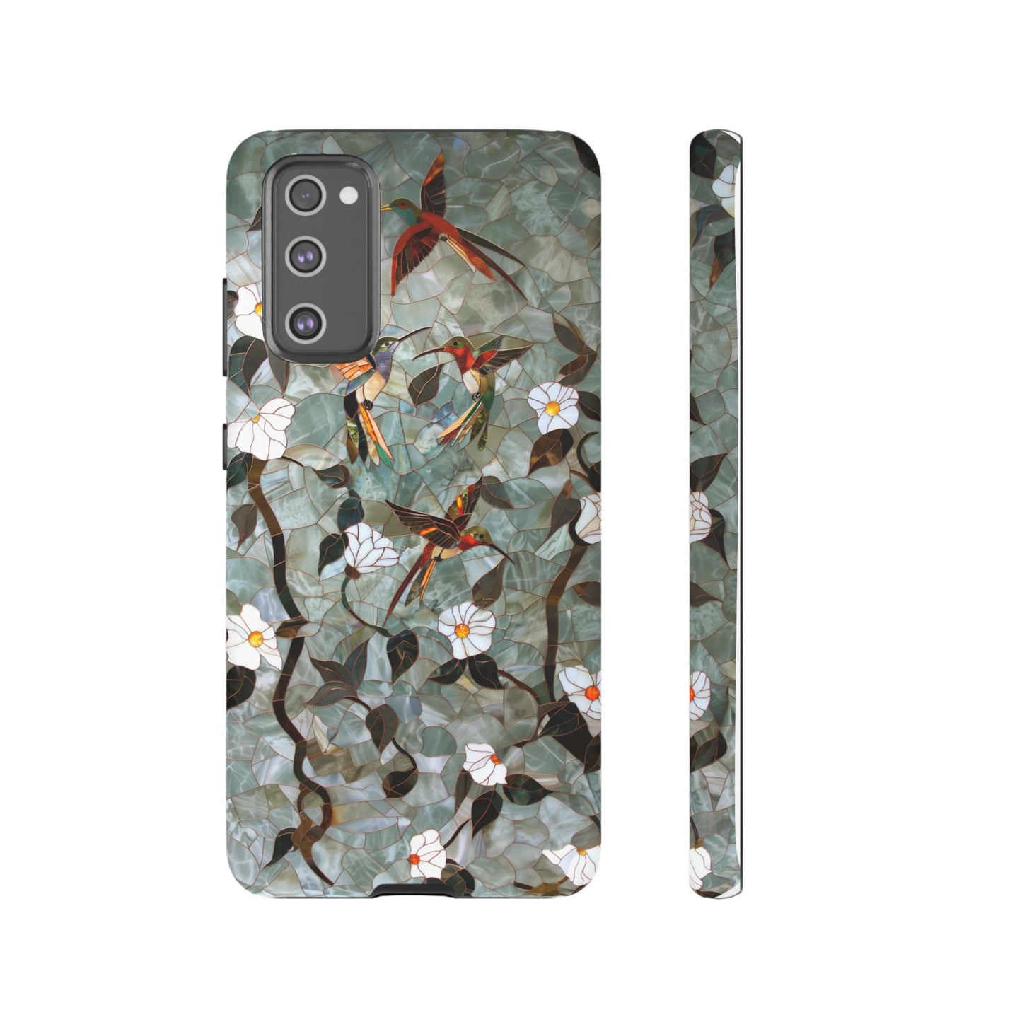 Stained Glass Hummingbirds and Flowers iPhone Case