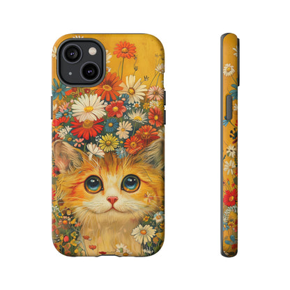 Cute Cat in Floral Garden Phone Case