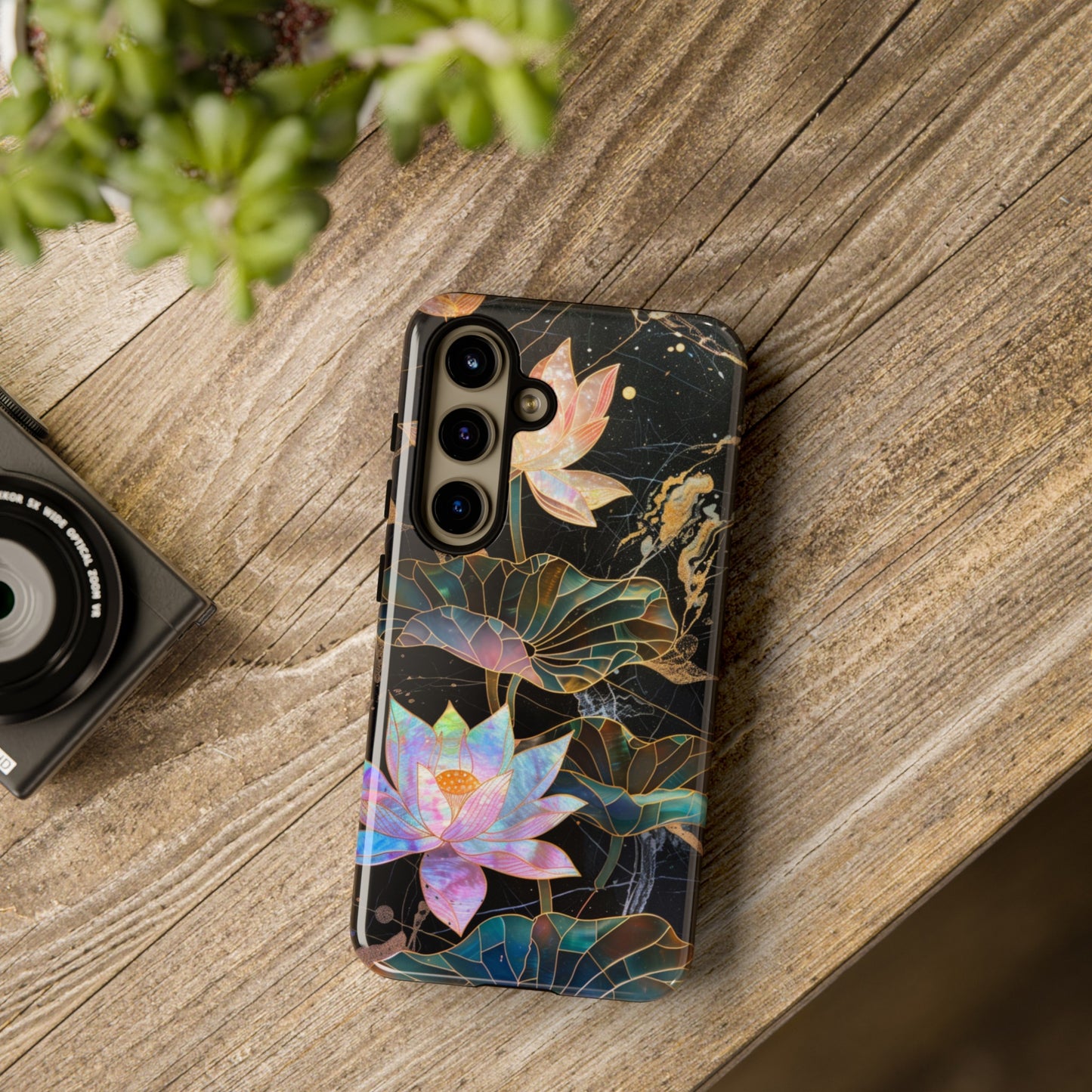 Zen Stained Glass Lotus Floral Design Phone Case