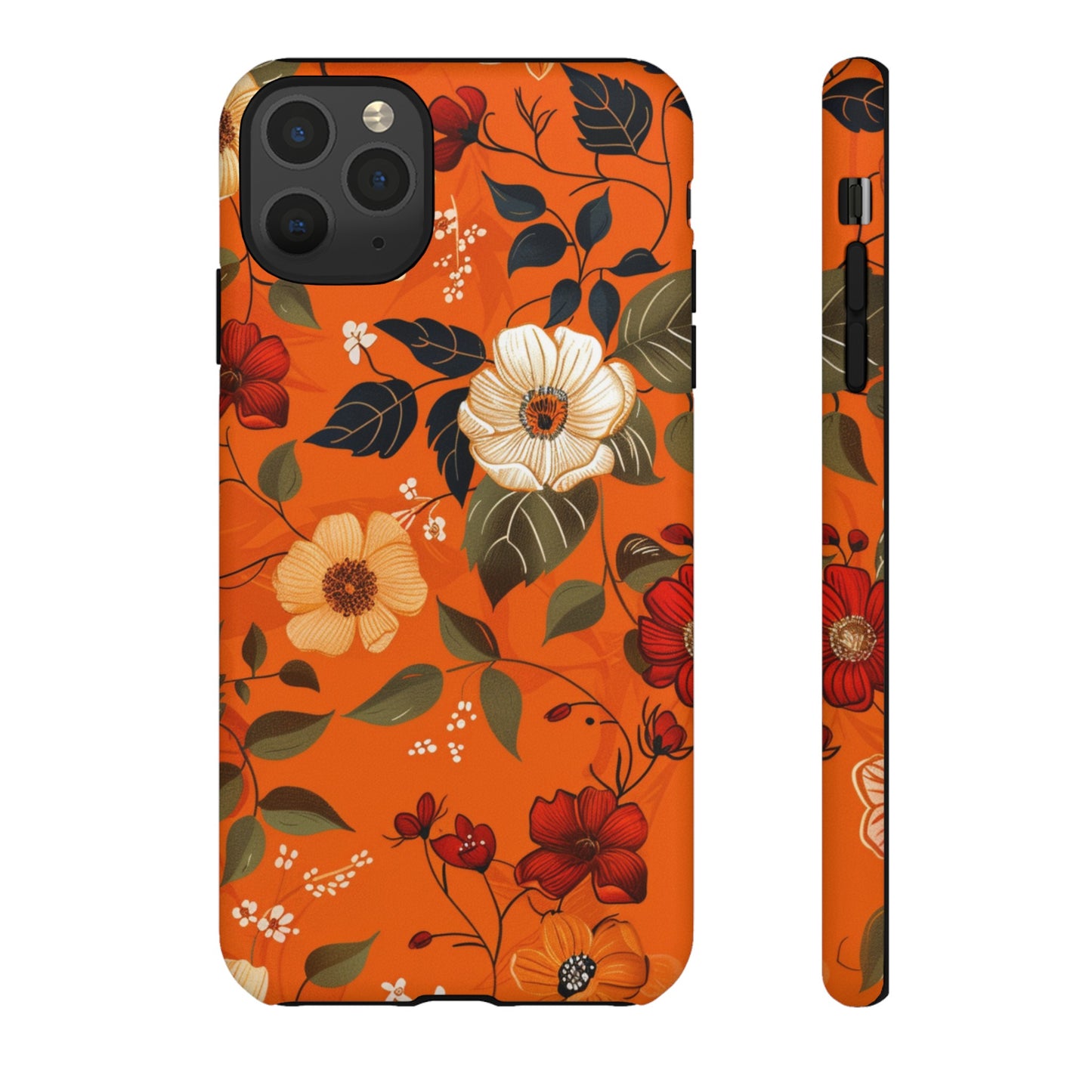 Orange Floral Phone Tough Case