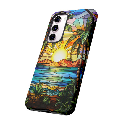 Tropical Stained Glass Sunset Beach