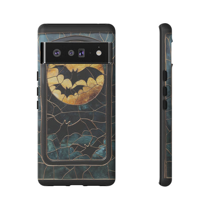 Halloween Phone Case Bats Stained Glass Style Spooky Moon Phone Cover