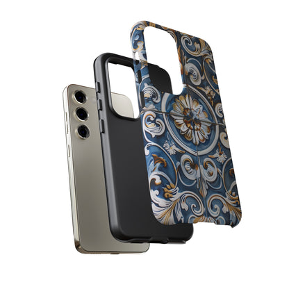 Azulejo Porcelain Blue & Creamy White Tile Mediterranean Design Phone Case