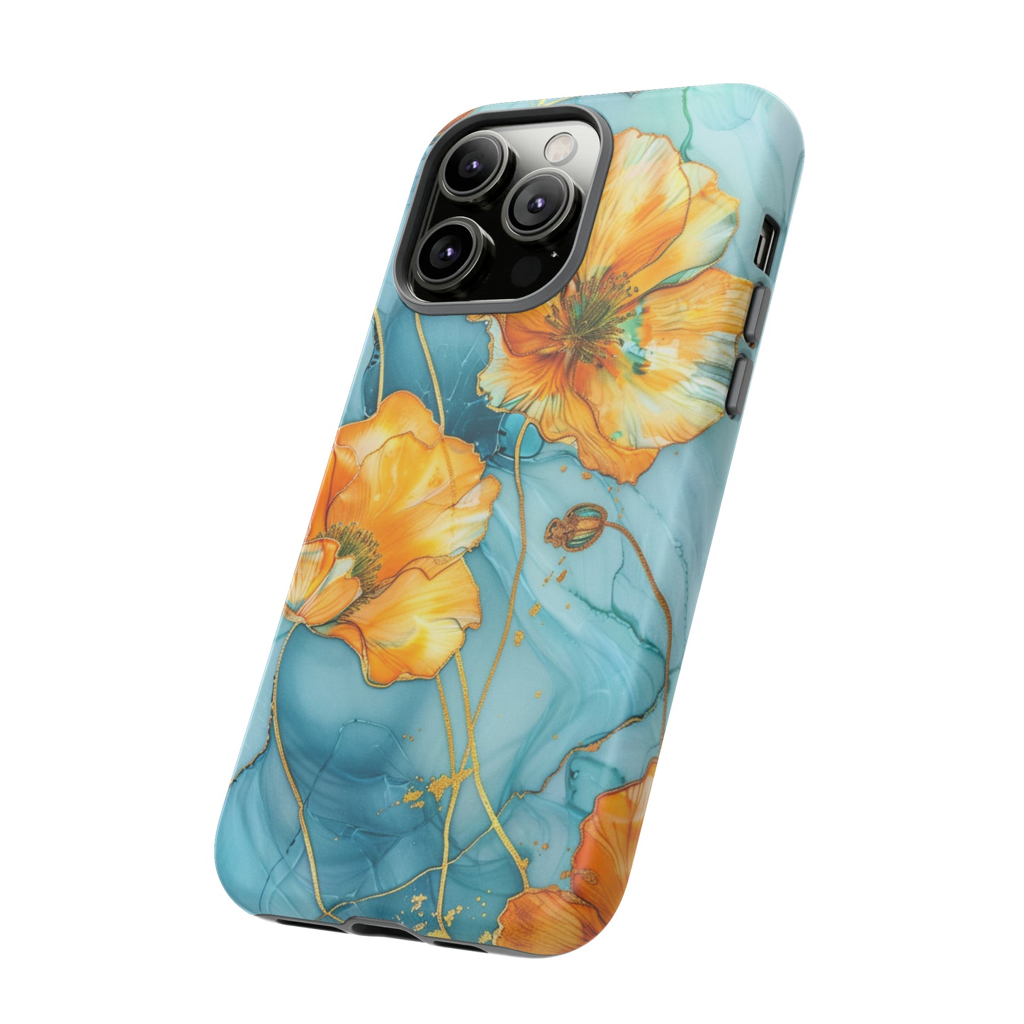 Gold Poppies Color Splash Floral Design Phone Case