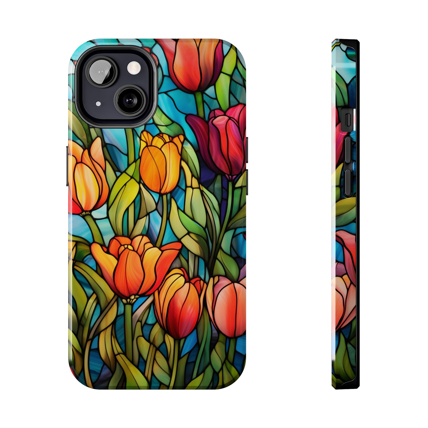 Stained Glass Tulip Floral Aesthetic iPhone Case | Embrace the Beauty of Nature in Full Bloom