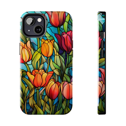 Stained Glass Tulip Floral Aesthetic iPhone Case | Embrace the Beauty of Nature in Full Bloom