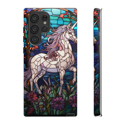 Unicorn Stained Glass iPhone, iPhone Case Retro Samsung Galaxy Phone Tough Case iPhone 15 14 Plus 13 12 7 8 Se Hippie Boho Style