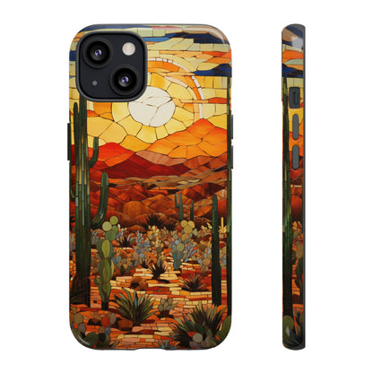 Desert Sunset Cactus Mosaic Tile