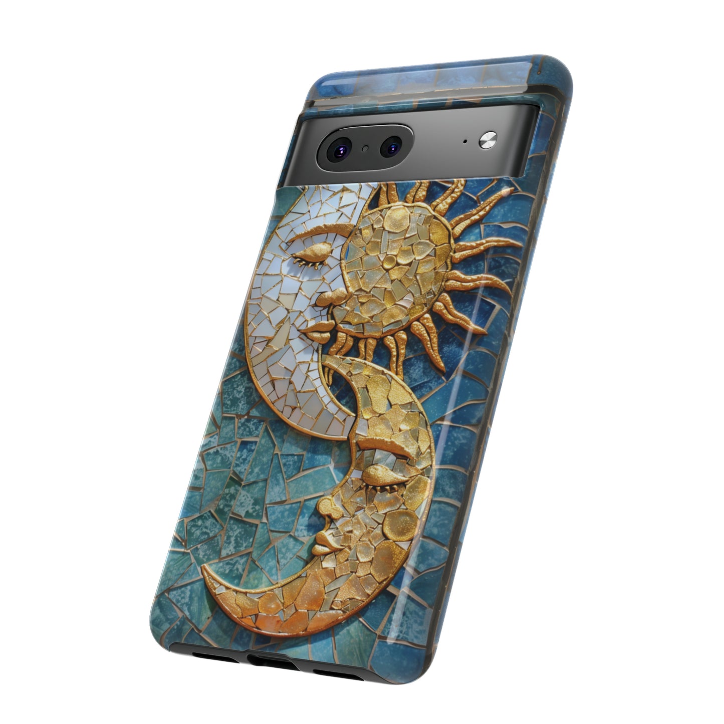 Boho Sun and Moon Mosaic Tile Stained Glass Phone Case