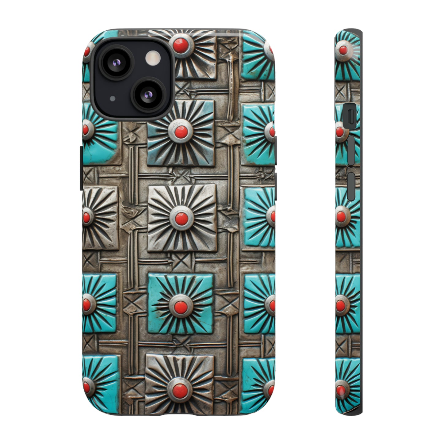 Vintage Navajo Native American Turquoise Concho Phone Case for iPhone 15, 14, 13, 12, 11 Pro Max, 14 Plus, iPhone XS Max, iPhone XR, iPhone 7, 8, 14, 15 Plus, SE