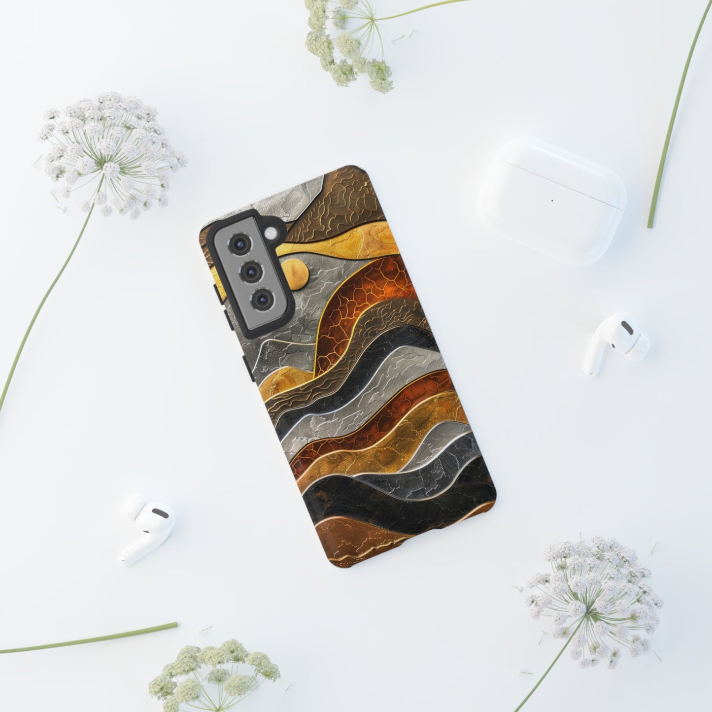 Abstract Gold and Silver Mountain Design Phone Case