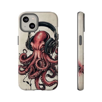 Retro Style Japanese Octopus Listening to Headphones Phone Cover