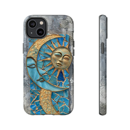 Boho Sun and Moon Mosaic Tile Stained Glass Phone Case