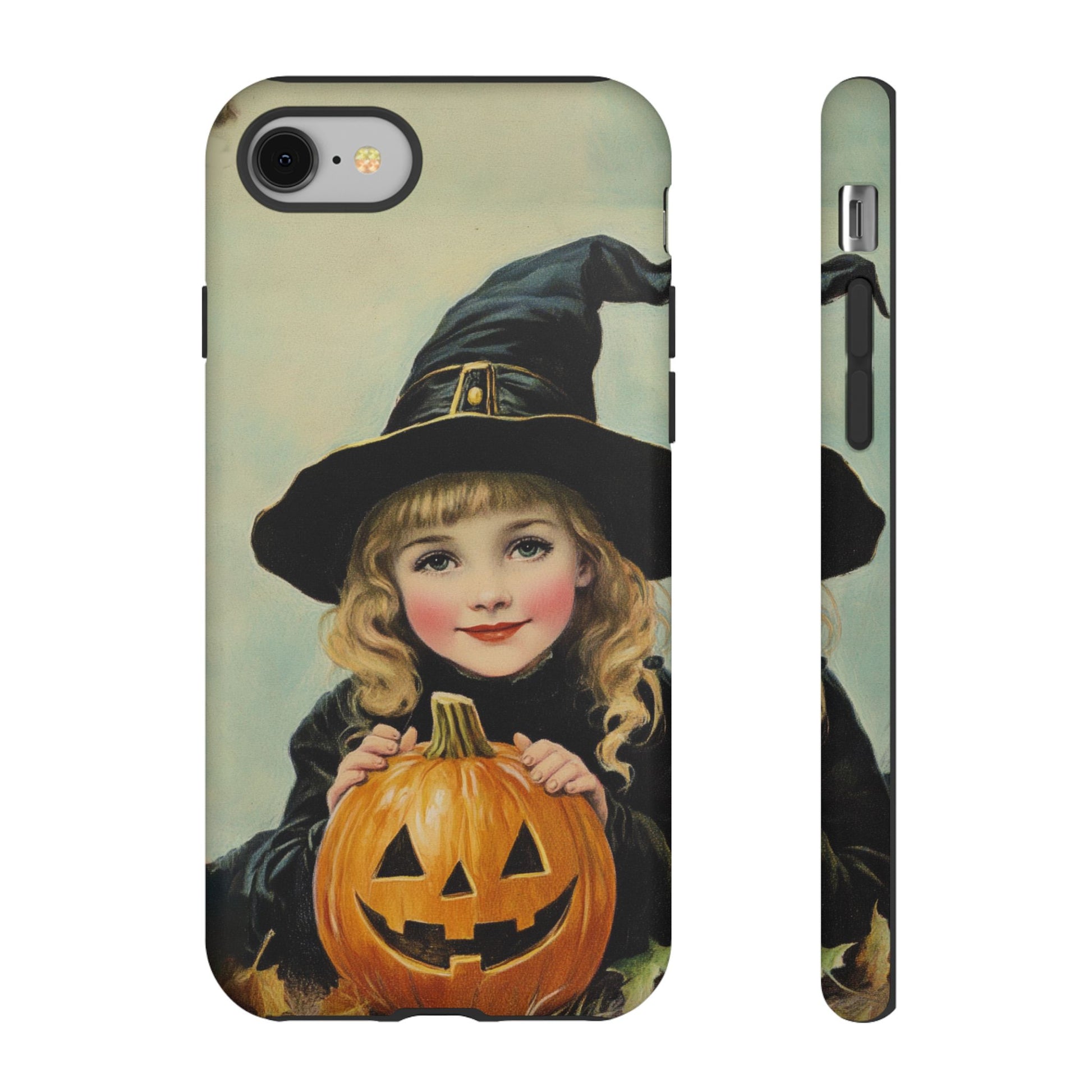 Old-school witch and pumpkin phone case for iPhone 15