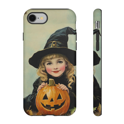 Old-school witch and pumpkin phone case for iPhone 15