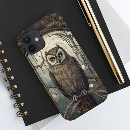 The Hermit Owl Tarot iPhone Tough Case | Embrace the Dark Academia Aesthetic and Retro Gothic Vibes with Captivating Tarot Design